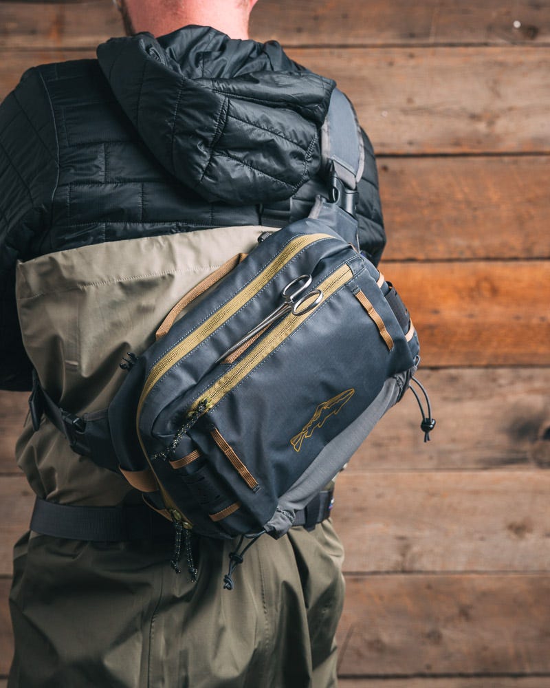 patagonia fish bag Stealth Hip Pack 11L The tough body and webbing are constructed of 100% recycled nylon Fly Fishing Gear Review: The