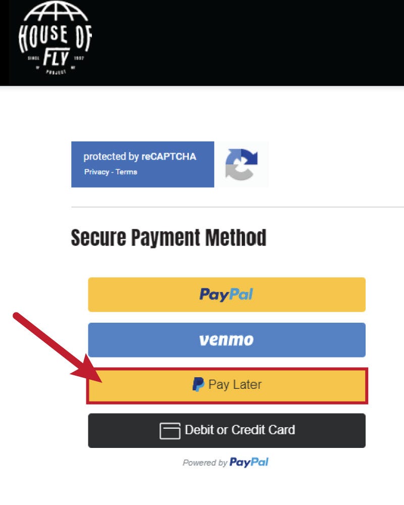 Example of what the checkout looks like when you use PayPal Pay Later on the North 40 website